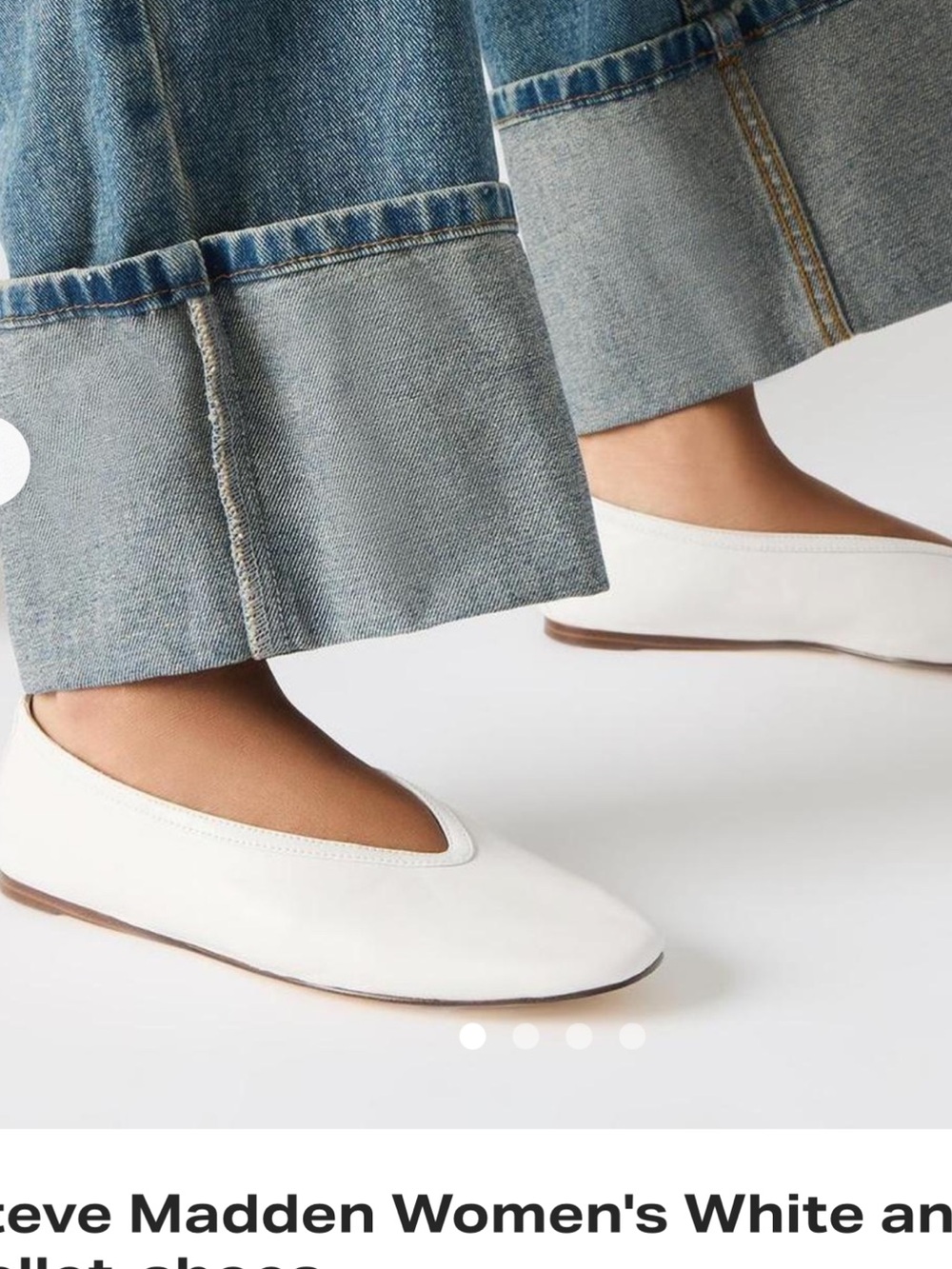 Steve Madden Women's White Leather Slip-On Ballet Flats